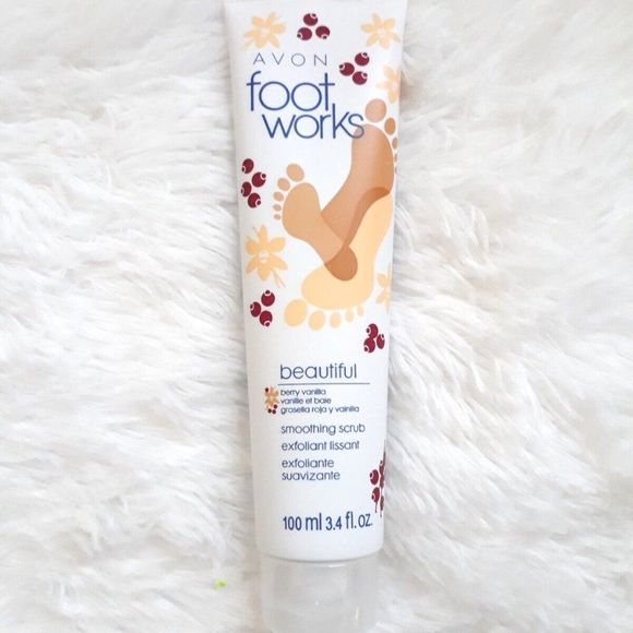 AVON Foot Works Beautiful Smoothing Scrub "BERRY VANILLA" 3.4 fl oz ~ NEW SEALED - Picture 2 of 5
